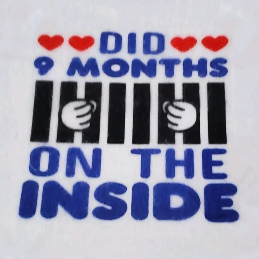 Funny Baby Bib DID 9 MONTHS ON THE INSIDE